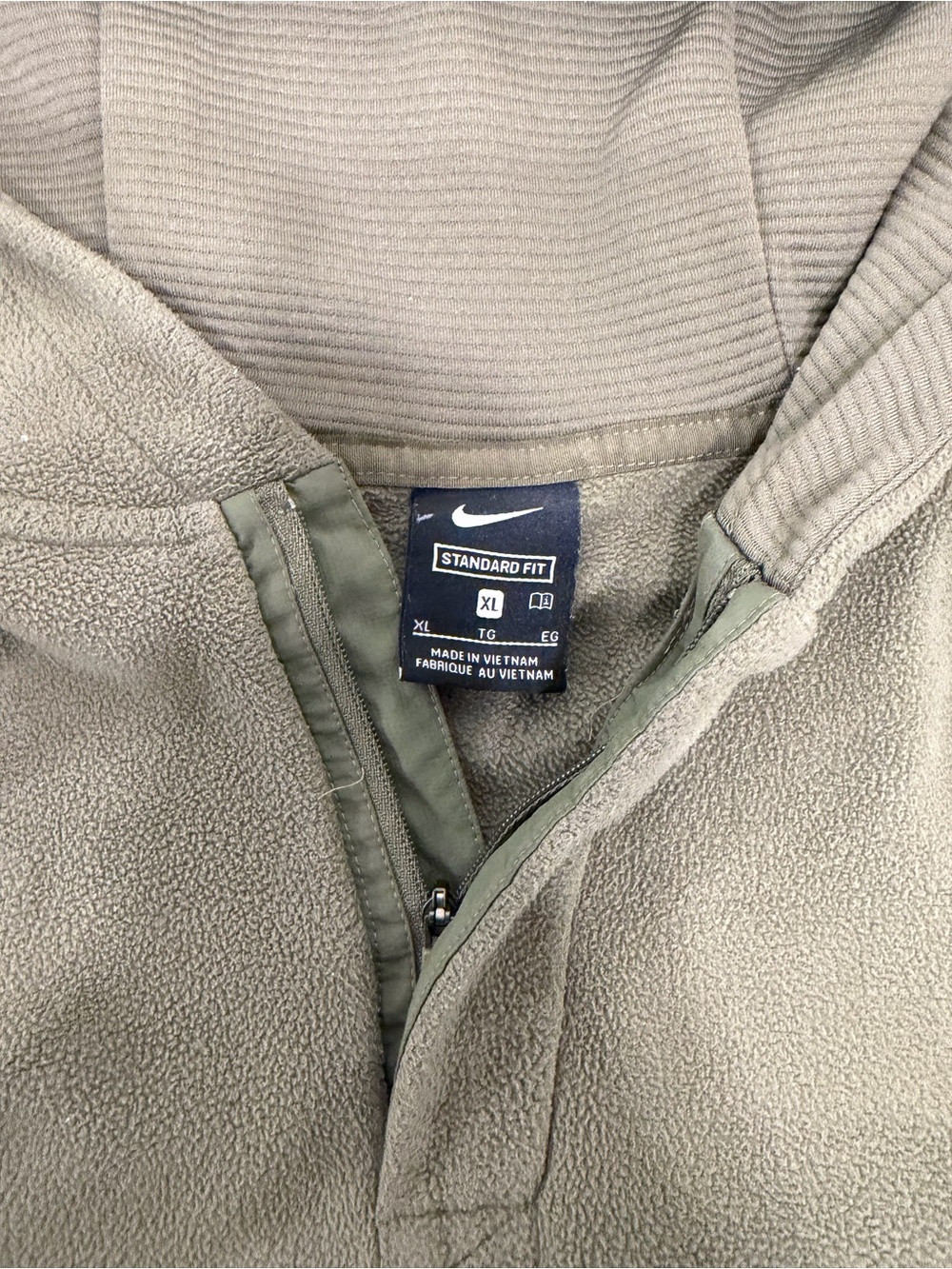 Nike Olive Green Quarter-Zip Fleece Pullover - Picture 2 of 11
